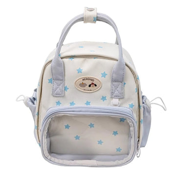 Qfdian Transparent Fashion Preppy Mini Backpacks Sweet Kawaii Star Print Ita Bags Y2k Aesthetic Students Casual Travel Schoolbags Women